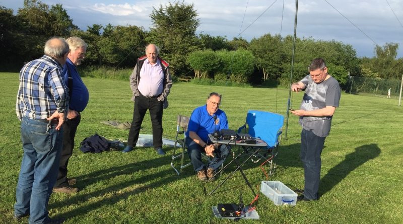 TDARS members chatting in the villages football fields while waiting to contact Paul ON/M0PLA for a sota contact